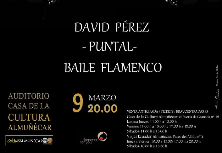 El bailaor David Pérez presenta este viernes en Almuñécar su espectáculo Puntal